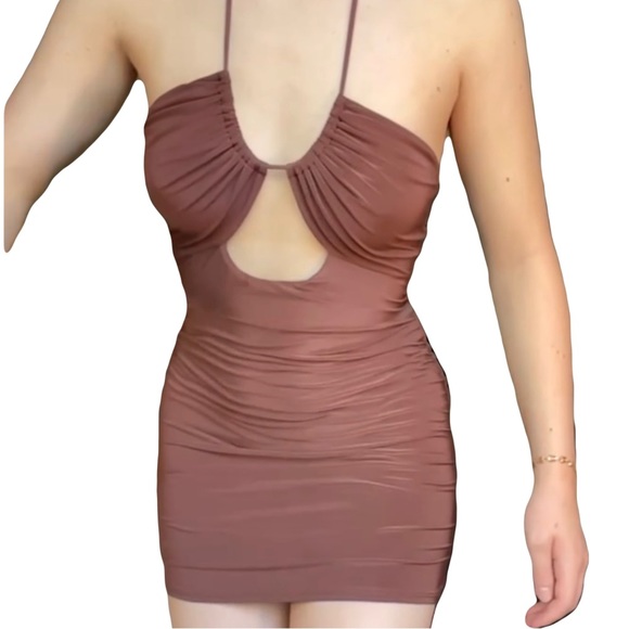 Brown mauve mini dress - Picture 5 of 5